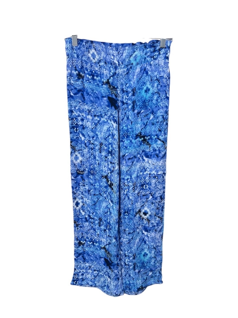 JM Collection Women’s XS Petite PP Blue Boho Pull On Wide Leg Palazzo Pants